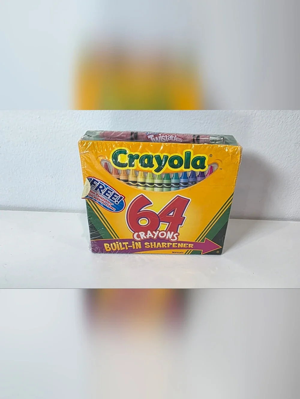 Vintage 2006 SealedCrayola 64-Count Crayons with Built-In Sharpener - Yellow Box